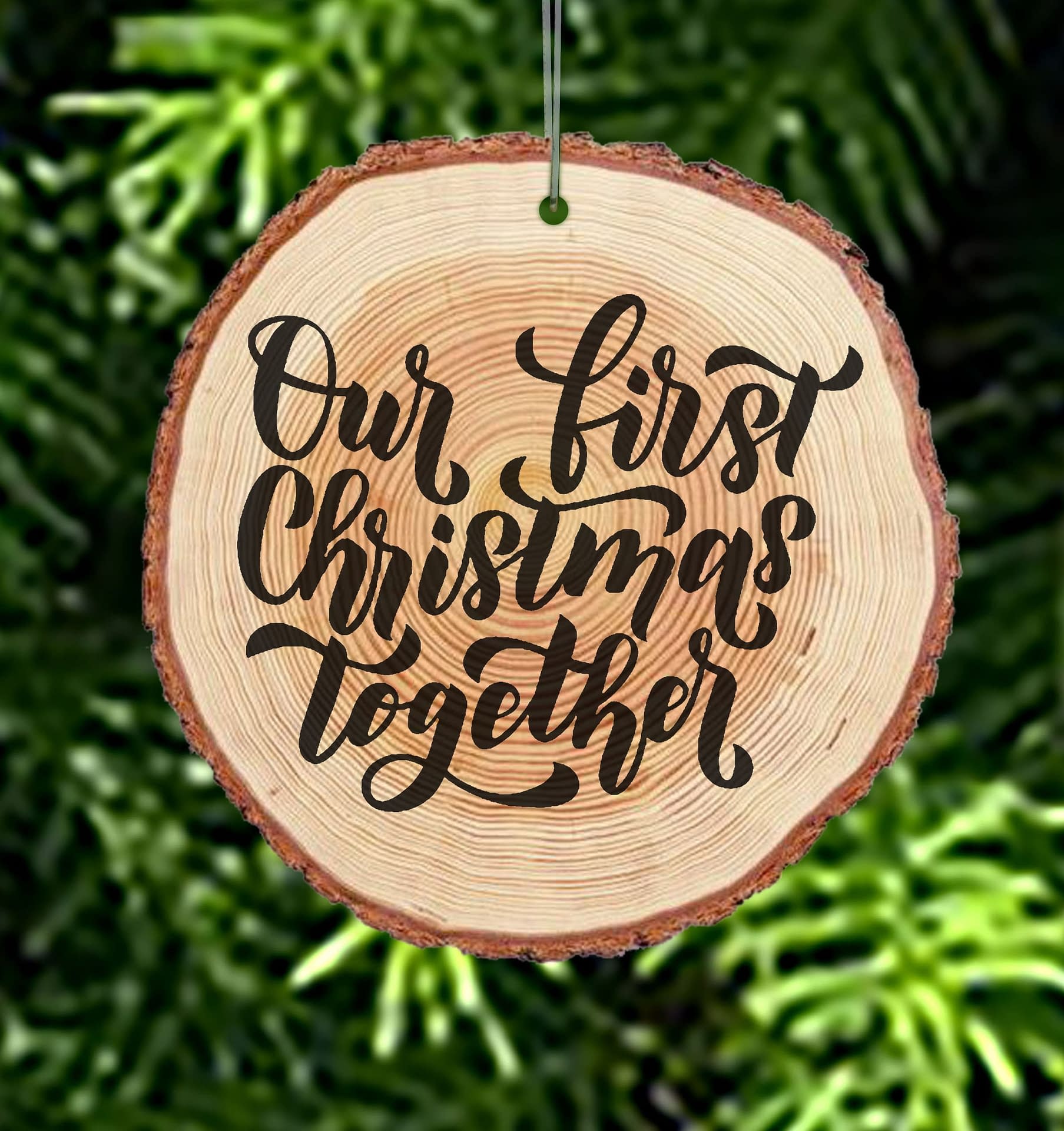 Our First Christmas Together Christmas Ornament Live Edge or Round 