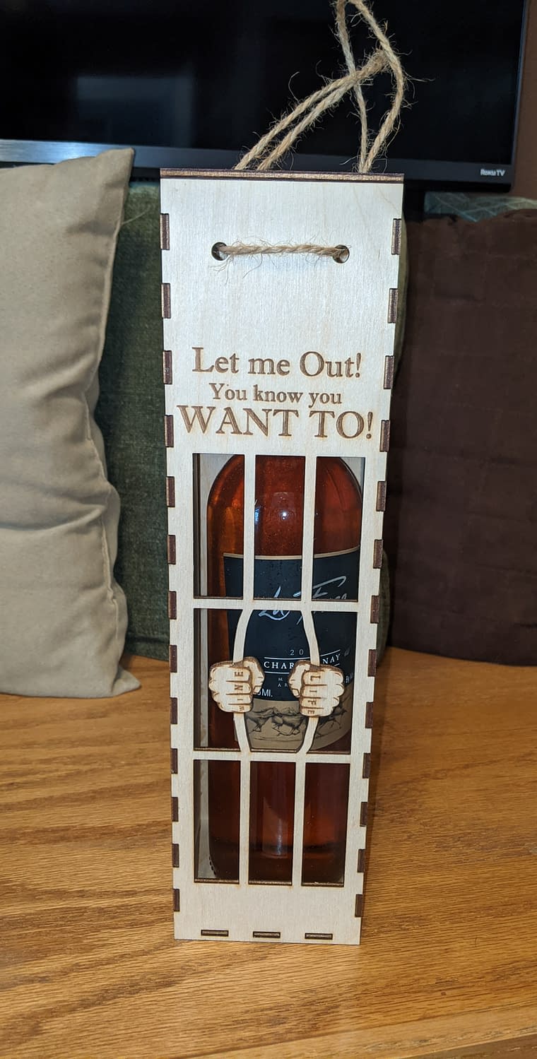 Let Me Out! Wine bottle box - McIntosh Woodworking
